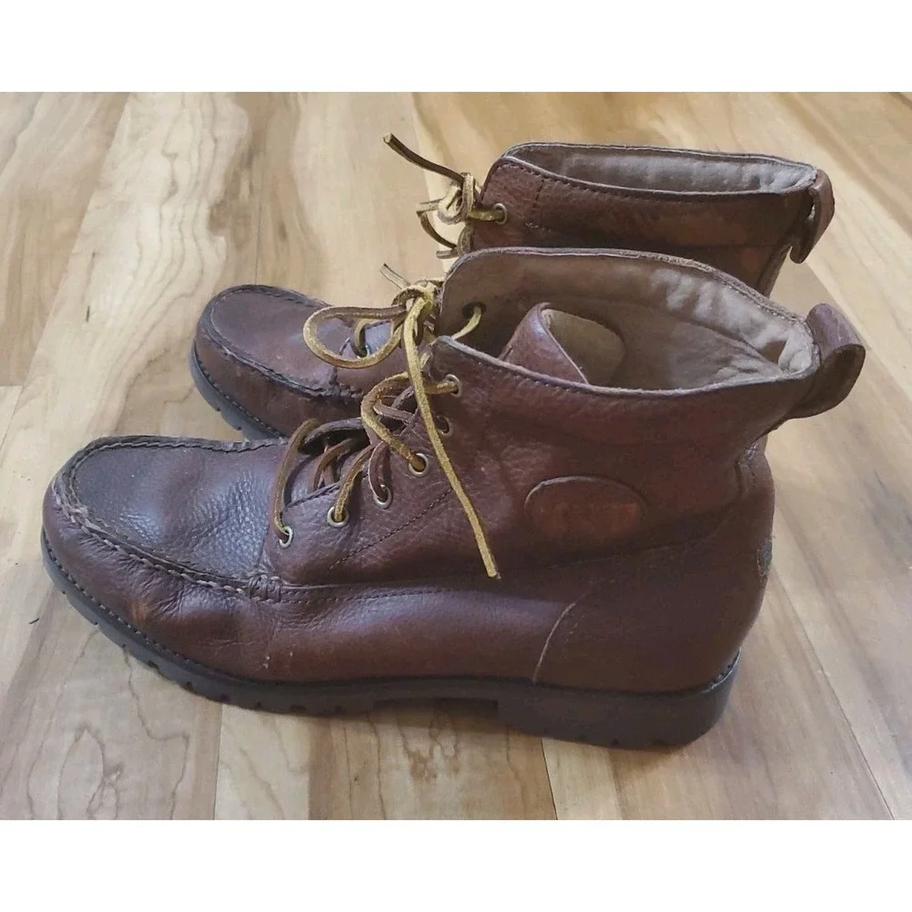 Polo Ralph Lauren Rodway Classic Ranger Brown Leather Boots Mens Size US 11 D